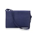 Vintage Blue Satin Crossbody Bag or Clutch with Stitchings - Fendi