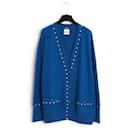 2016 Cotton Cashmere Blue Pearls Cardigan FR44/48 - Chanel