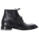 Saint Laurent Lace-Up Ankle Boots in Black Leather