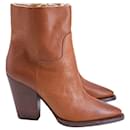 Saint Laurent Theo Raw-edge Ankle Boots in Brown Calfskin Leather