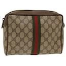 GUCCI GG Canvas Web Sherry Line Clutch Bag Beige Red Green 89.01.012 Auth yk8202 - Gucci