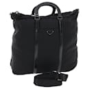 PRADA Hand Bag Leather Nylon 2way Black Auth tb830 - Prada