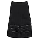 Hugo Boss Ribbed Open Knit Skirt in Black Cotton