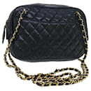 CHANEL Matelasse Chain Shoulder Bag Lamb Skin Black CC Auth ar10252 - Chanel