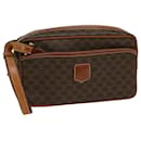 CELINE Macadam Canvas Clutch Bag PVC Leather Brown Auth 54788 - Céline