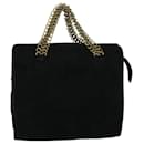 PRADA Chain Hand Bag Suede Black Auth bs8254 - Prada
