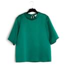Chloe Top T-shirt Raso di lana di seta verde FR38 - Chloé