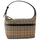 Burberrys Nova Check Hand Bag Canvas Leather Beige Black Red Auth 50488