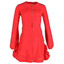 Giambattista Valli Zip Front Ruffled Mini Dress in Red Polyester