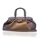 Brown Leather Wood Handles Bag Handbag Satchel - Gucci