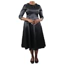 Black silk tonal bejewelled dress - size UK 14 - Autre Marque