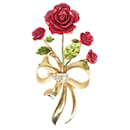 Grampo de cabelo de cristal flor rosa dourada - Dolce & Gabbana