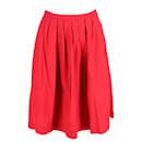 Moschino Pleated A-Line Skirt in Red Cotton