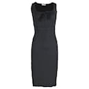 Prada Square Neck Midi Dress in Black Polyester