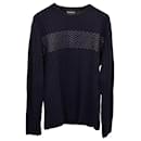 Emporio Armani Ribbed Sweater in Navy Blue Virgin Wool