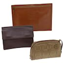 GIVENCHY Clutch Bag Canvas Leather 3Set Brown Auth bs8429 - Givenchy