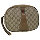 GUCCI GG Canvas Web Sherry Line Clutch Bag PVC Couro Bege Verde Auth ep1670 - Gucci