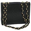 BALLY Chain Shoulder Bag Leather Black Auth ep1787 - Bally