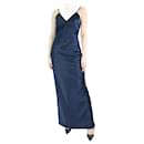 Blue sleeveless satin maxi dress - size M - Autre Marque