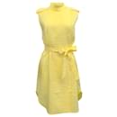 Stella McCartney Vestido jacquard amarelo sem mangas com cinto de gravata - Stella Mc Cartney