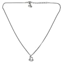 Collar Christian Dior en metal plateado con perla