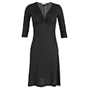Loro Piana Kleid mit gedrehter Vorderseite und V-Ausschnitt aus schwarzem Polyester