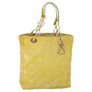 Christian Dior Bolso tote con cadena Lady Dior Canage Charol Amarillo Auth 54827