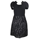 Black Knit Cap Sleeve A-Line Dress - Chanel