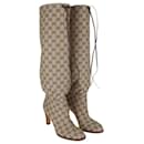 Beige/Brown GG Lisa Knee length Boots - Gucci