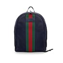 Black Techno Canvas Web Stripe Backpack Shoulder Bag - Gucci