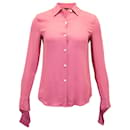 Theory Classic Tie Cuff Shirt in Pink Silk