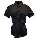 Isabel Marant Gramy Pintucked Button Front Shirt in Black Cotton