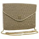 Christian Dior Honeycomb Canvas Chain Shoulder Bag Beige Auth ti1244