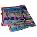 HERMES CARRE 140 DELLA CAVALLERIA Lenço de lã de seda roxo multicolor Autenticação 53290 - Hermès