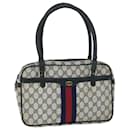 GUCCI GG Canvas Sherry Line Hand Bag PVC Leather Navy Red Auth 54884 - Gucci