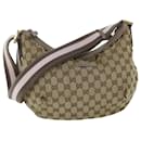 GUCCI GG Canvas Sherry Line Shoulder Bag Beige Gray pink 181092 Auth ti1245 - Gucci
