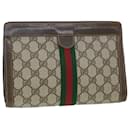 GUCCI GG Canvas Web Sherry Line Clutch Bag Beige Red Green 89 01 001 Auth th3990 - Gucci