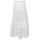 Falda midi de encaje con ojales blanca - Alberta Ferretti