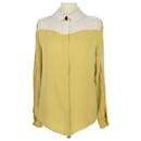 amarillo/Camisa crema con detalle de encaje y plisada - Valentino