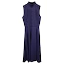 Emilia Wickstead Mock-Neck Sleeveless Midi Dress in Blue Wool - Autre Marque