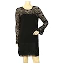 DVF Diane Von Furstenberg Lavana Black Lace Long Sleeve Mini Dress size 4