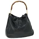 GUCCI Bamboo Shoulder Bag Leather 2way Black 001 3754 1577 Auth ac2180 - Gucci