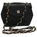 BALLY Quilted Chain Shoulder Bag Leather Black Auth ep1780 - Bally