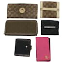GUCCI GG Canvas Wallet Leather Canvas 6Set Beige Black Red Auth bs8514 - Gucci