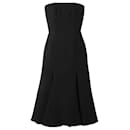 Valentino  Strapless Fluted-hem Wool-blend Midi Dress In Black