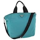 PRADA Tote Bag Nylon 2way Turquoise Blue Auth ar10233 - Prada