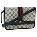 GUCCI GG Canvas Sherry Line Borsa a tracolla PVC Pelle Grigio Rosso Navy Auth yk8588 - Gucci