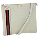 GUCCI GG Canvas Sherry Line Shoulder Bag White Red Navy 152608 Auth yk8621 - Gucci