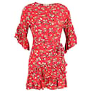 Maje Floral Wrap Dress in Red Cotton