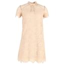 Sandro Embellished Lace Mini Dress in Beige Cotton 